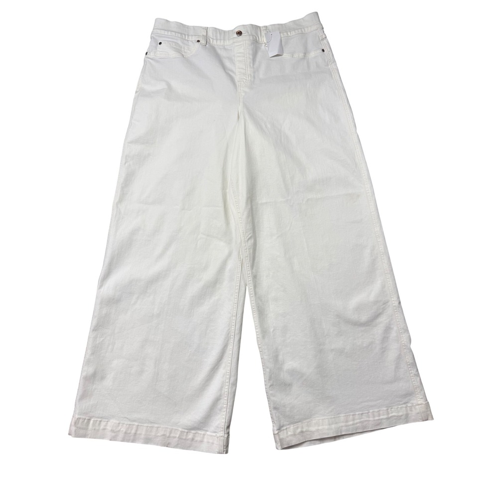 Spanx Wide Leg Jeans Women 3X Chalk Wash White NWT Stretch Denim 21227R $148MSRP